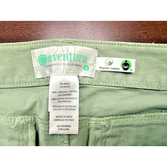 Aventura Bristol Shorts Womens SZ 8 GREEN Organic Cotton Hike Travel Chino NEW - Picture 4 of 5